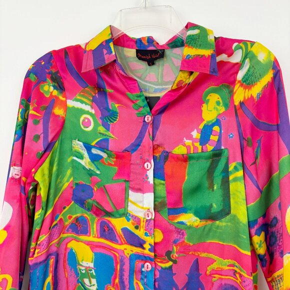 NWT Manish Vaid Colorful Romper Size S Roll Tab Long Sleeve Beaded Embellished - Picture 5 of 16